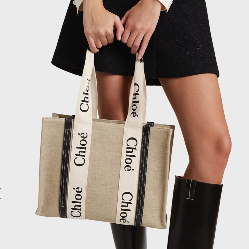 $1,295 WOODY Tote Medium Black Trim